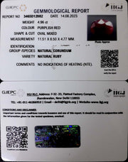 4.96/CT Natural Neo Burma Ruby with Govt. Lab Certificate (4551)